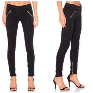 RtA NWT Skinny Jeans Black Zip Pocket Ankle Cropped Women’s XS Stretch Moto